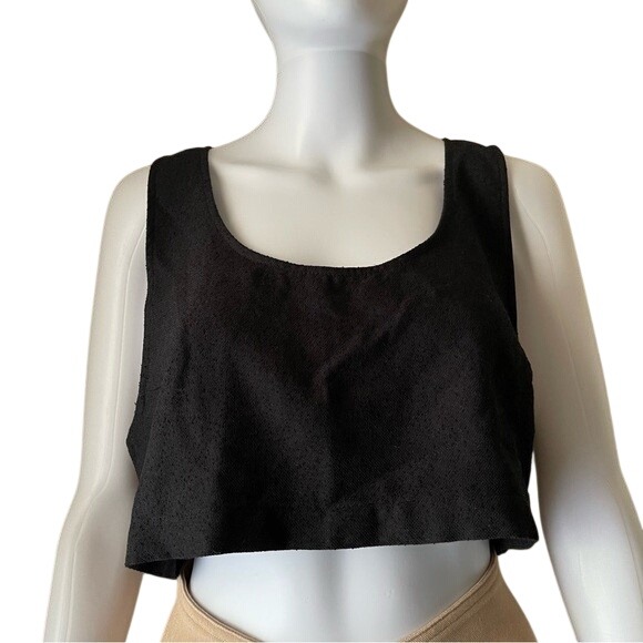 Free People Black Cotton Blend Cropped Loose Fit Boxy Tank Top- Xs